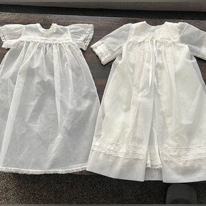 Vintage Christening White Lace Outfit Dress Robe Girls Baptism 9months 12months